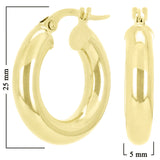 Italian 14k Yellow Gold High Polished Round Hoop Earrings 25mm x 5mm 3.5 grams