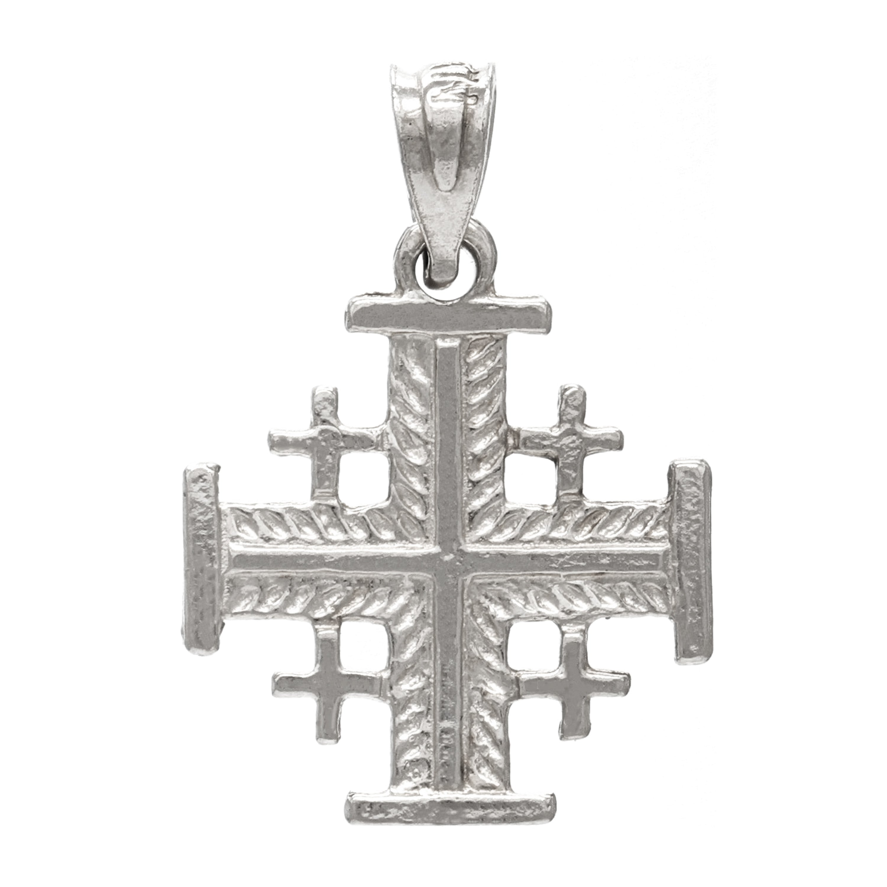 14k White Gold Jerusalem Cross Charm Pendant 1.1 grams - White