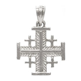 14k White Gold Jerusalem Cross Charm Pendant 1.1 grams - White