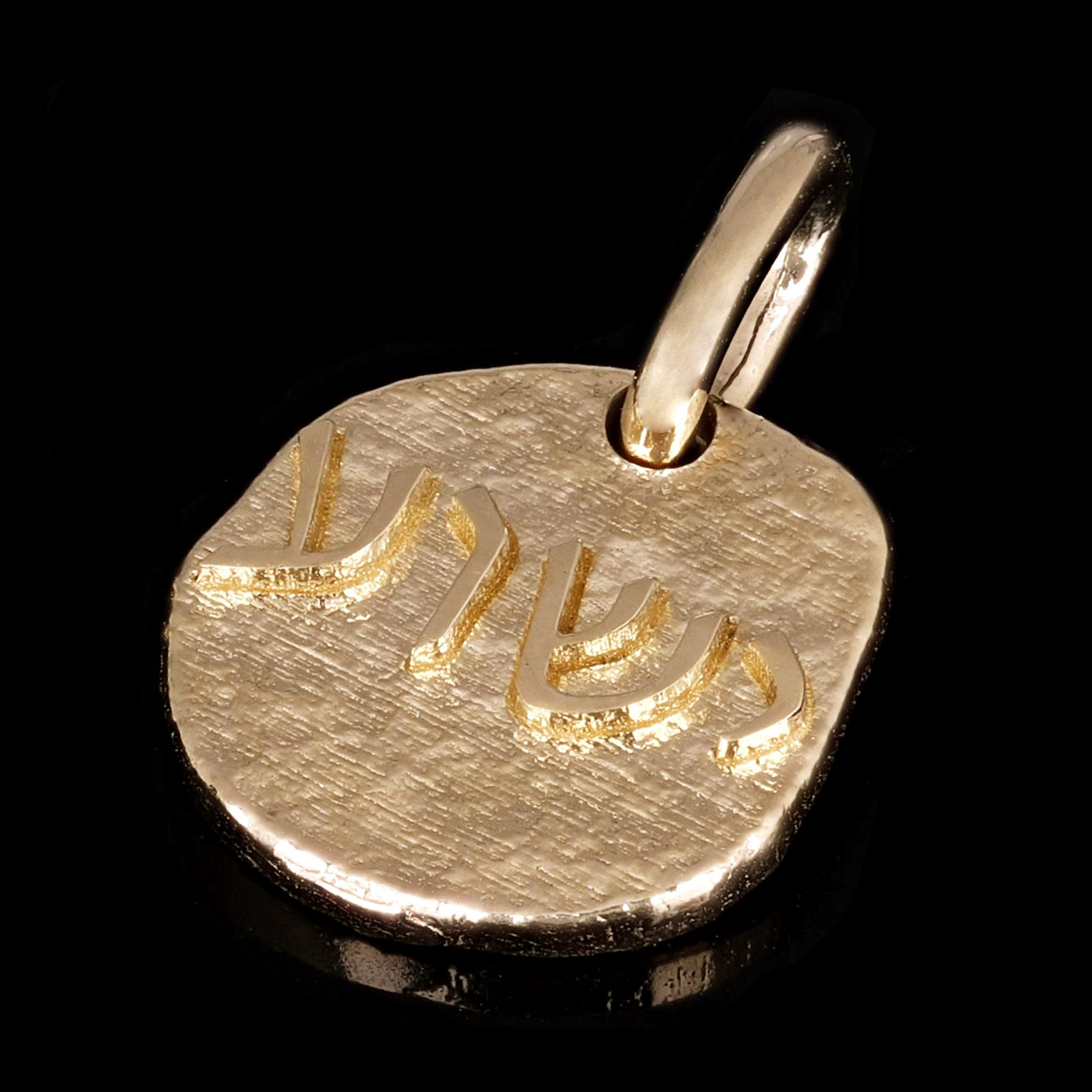 10k Yellow Gold Jesus Yeshua Hebrew 3D Font Charm Pendant 22x14.7mm 4 grams - Small