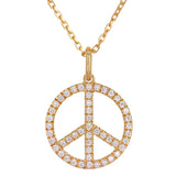 14k Rose Gold Diamond Peace Sign Pendant Necklace 18" - Rose