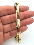 14k Yellow Gold Handmade Fashion Link Bracelet 9" 8.6mm 49 grams