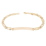 Italian 14k Yellow Gold Engravable Rectangle Link ID Bracelet 8.25" 5mm 7.2grams