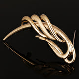 Italian 14k Yellow Gold Open Work Modernist Abstract Pin Brooch 2.6" 8.5 grams