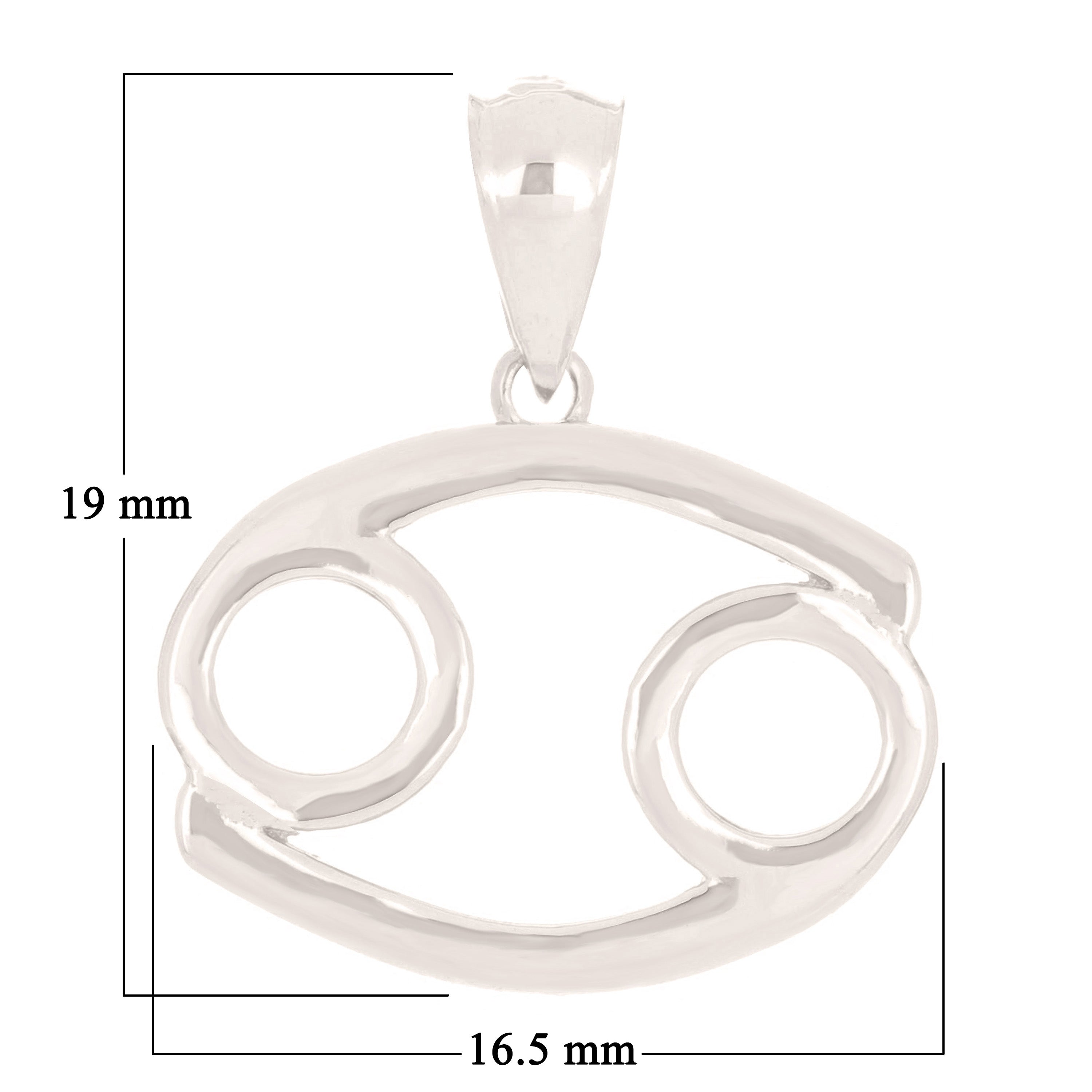 14k White Gold Cancer Zodiac Sign Charm Pendant - Cancer,White