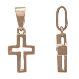 14k Rose Gold Double Sided Open Cross Religious Charm Pendant 1.2 grams - Rose