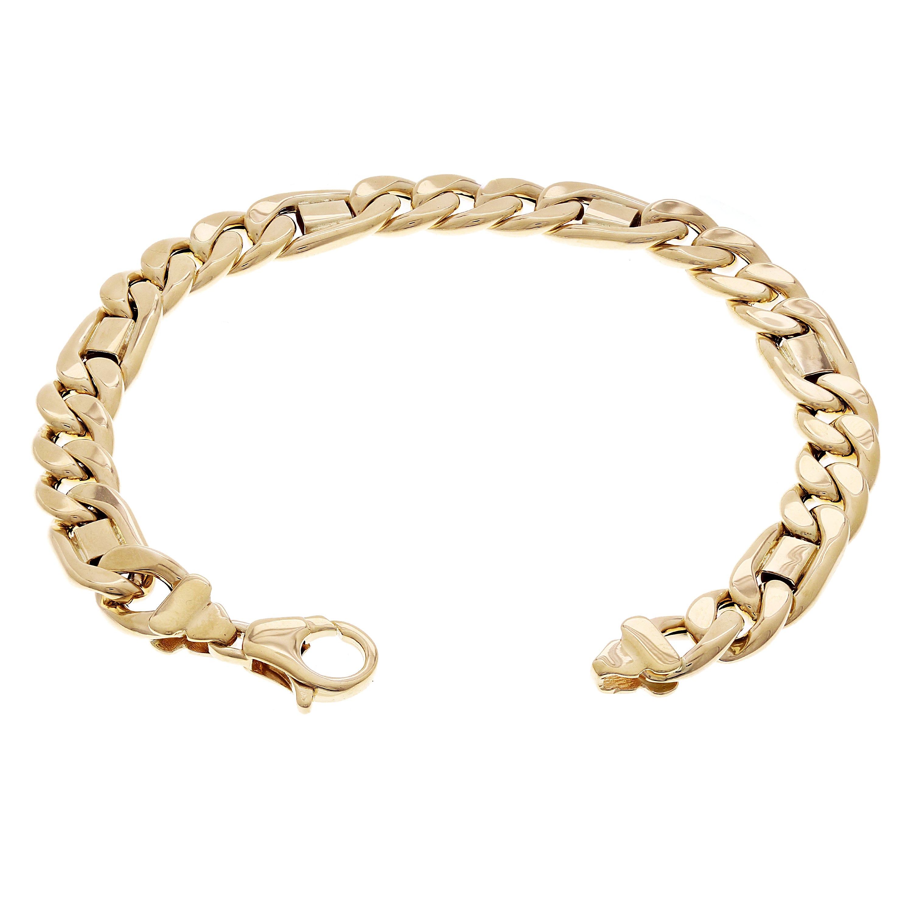 Italian 14k Yellow Gold Hollow Mariner & Cuban Link Bracelet 8.25" 8.5mm 13.2g
