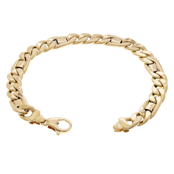 Italian 14k Yellow Gold Hollow Mariner & Cuban Link Bracelet 8.25