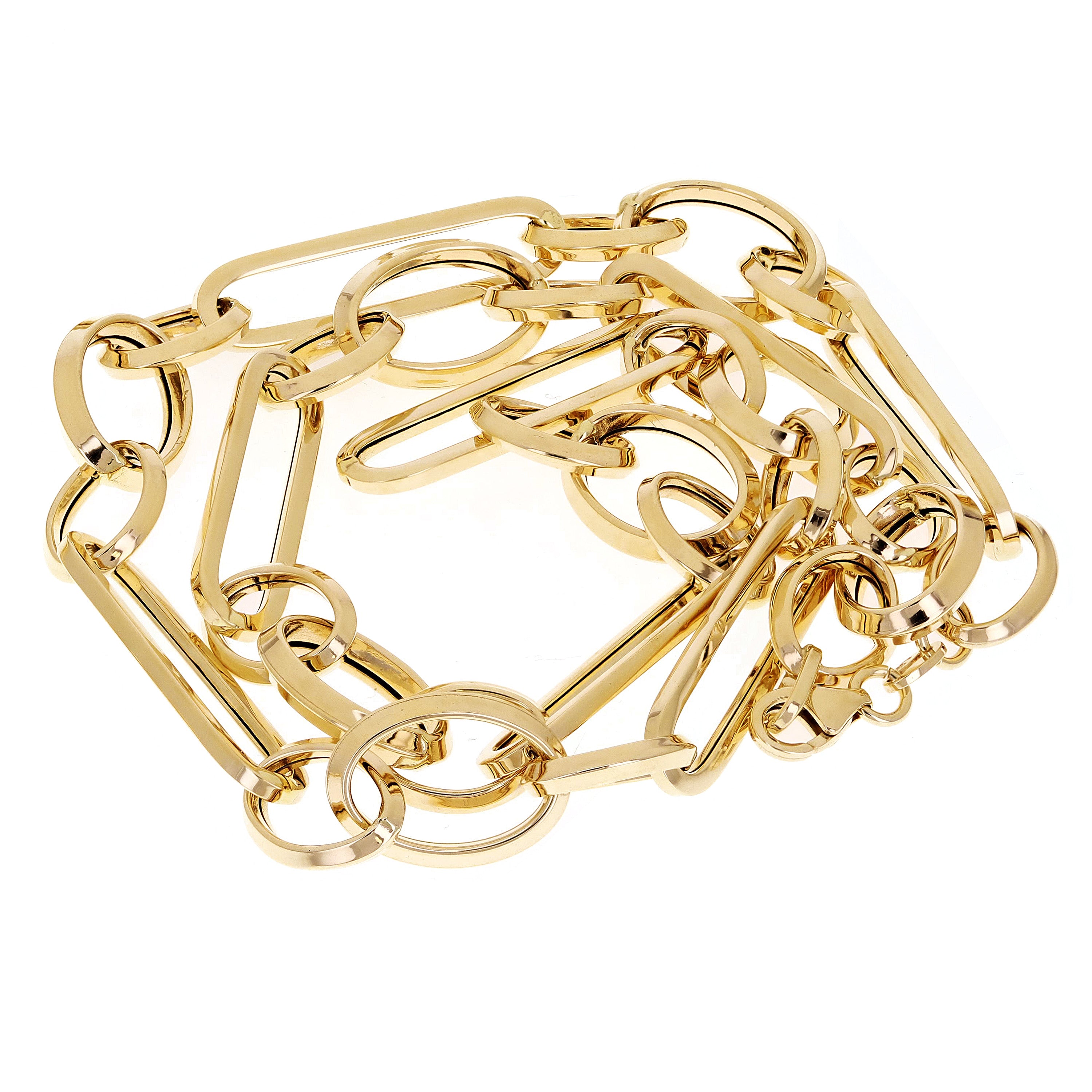 Italian 14k Yellow Gold Hollow Paper Clip Link Necklace 6.8mm 18" 10.2 grams