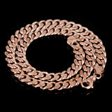 10k Rose Gold Solid Heavy Miami Cuban Chain Link Necklace 28" 10 mm 163.3 grams with Lobster Clasp - Rose,28"