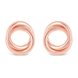 Italian 14k Rose Gold Shiny Modern Petite Double Eternity Circle Stud Earrings - Rose