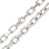 18k White Gold Solid Handmade Link Chain Necklace 22" 8.5mm 158 grams - White,22"