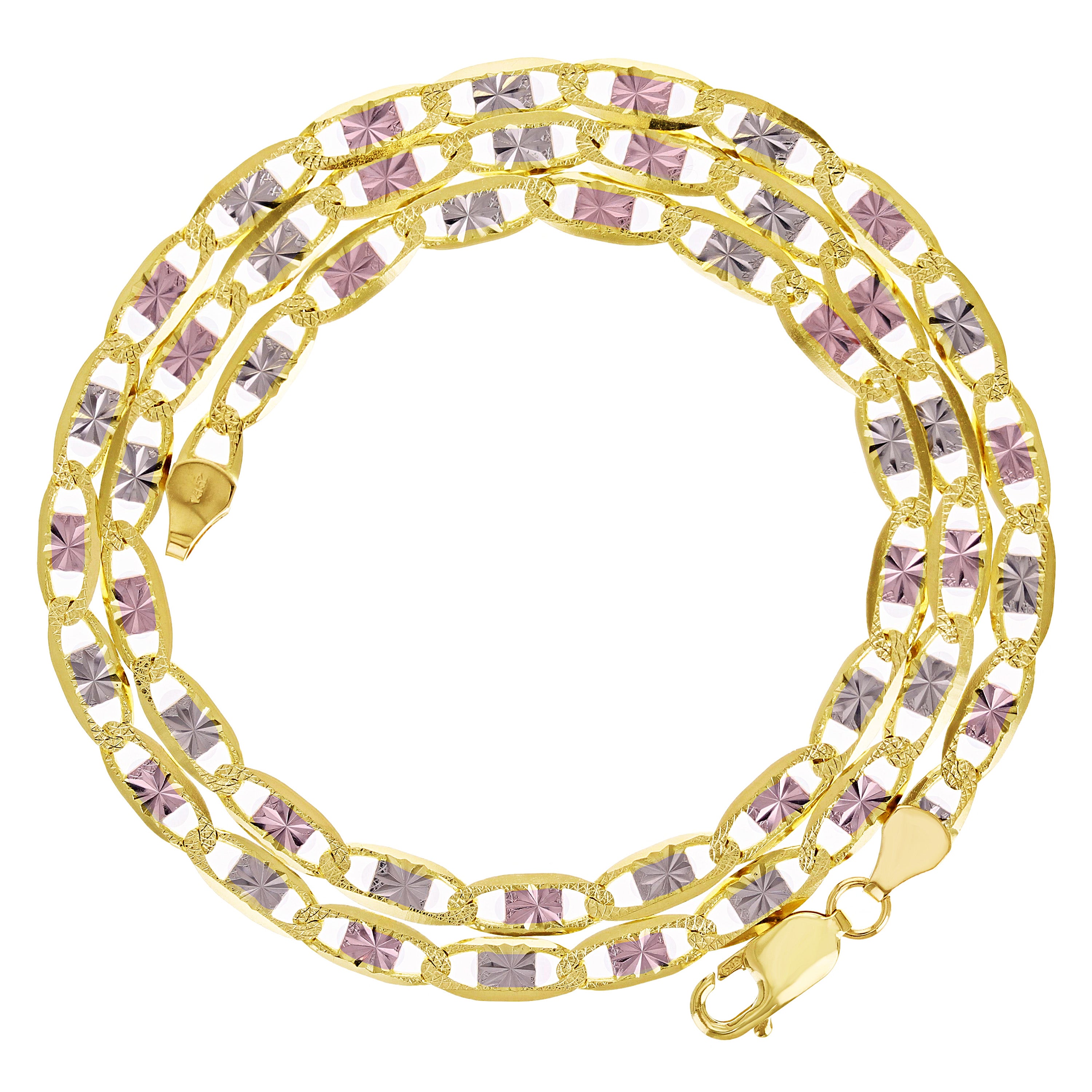Italian 14k Tri-Color Gold Diamond Cut Valentino Chain Necklace 20" 4.7mm 15.8 grams - 20" 15.8 grams