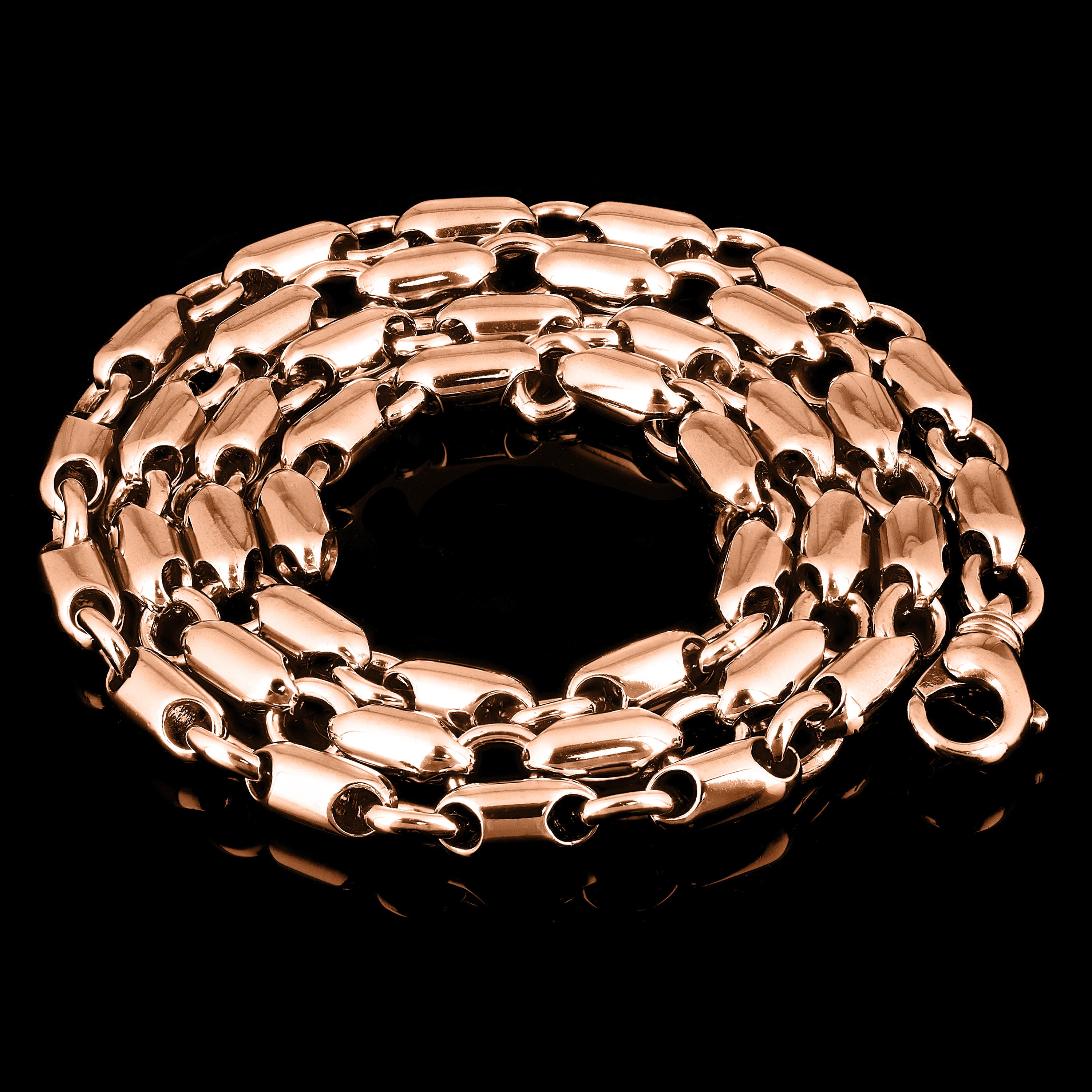 10k Rose Gold Handmade Fashion Link Chain Necklace 24" 8mm 84.8 grams - Rose,24"