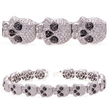 18k White Gold 7.32ctw Black & White Diamond Skull Bracelet IGI Certified 8"