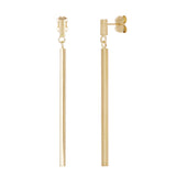 Italian 14k Yellow Gold Vertical Bar Dangle Drop Earrings 2" 2mm 2 grams - Bar Dangle 2"