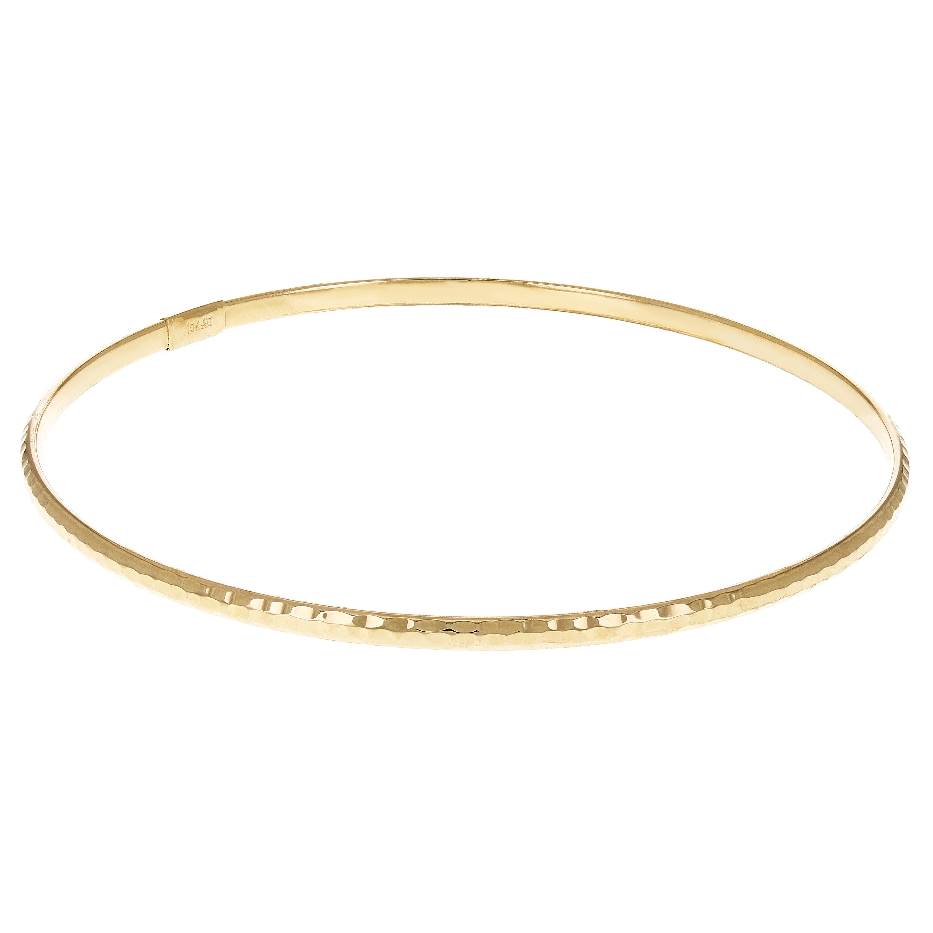 10k Yellow Gold Hammered Slip-on Bangle Bracelet 7.5" 2.6mm 1.8 grams