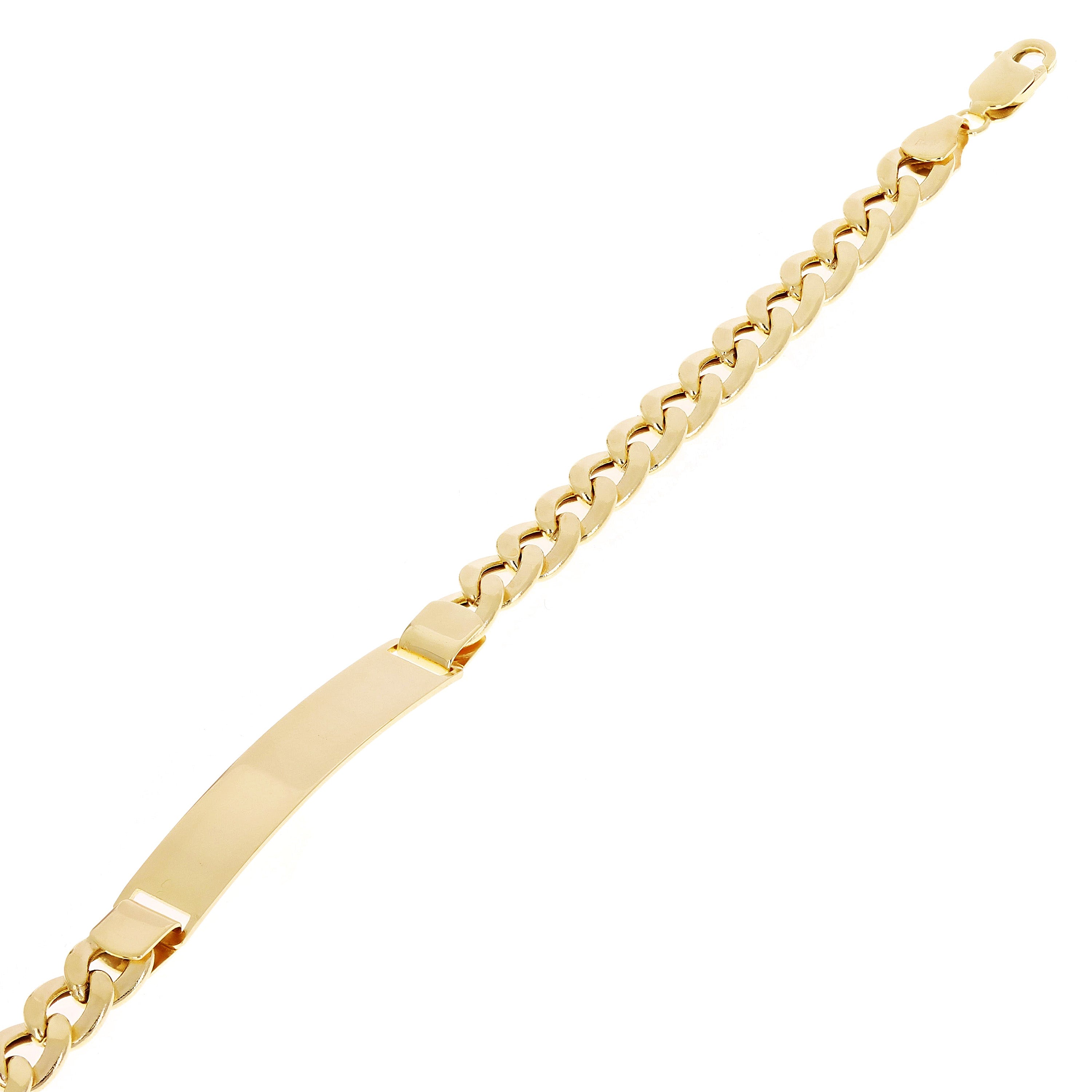 Italian 14k Yellow Gold Hollow Engravable Cuban ID Bracelet 7.75" 8 grams 7.5mm