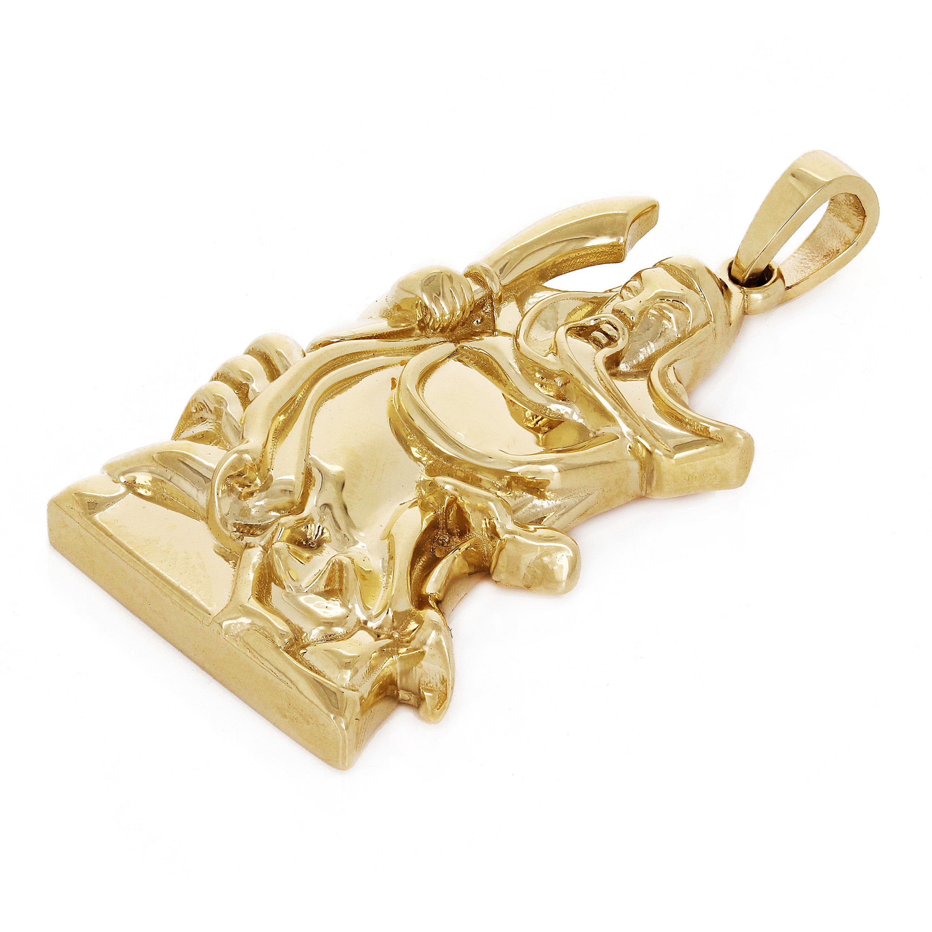 14k Yellow Gold Japanese Samurai Warrior Pendant Charm Pendant Big - Big