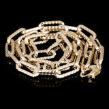Italian 14k Yellow Gold Hollow Textured Paper Clip Link Necklace 17.8" 6.6mm