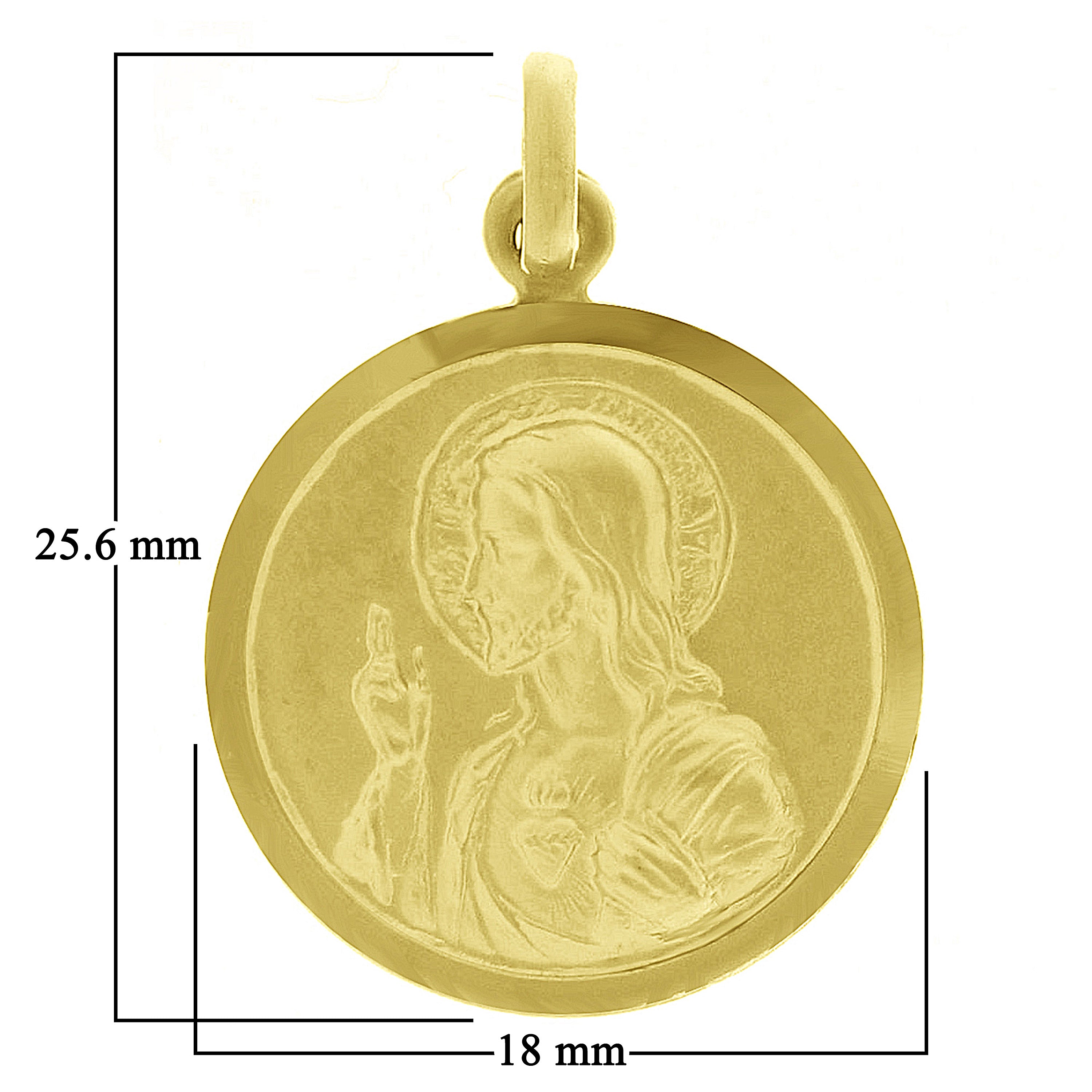Italian 14k Gold Sacred Heart of Jesus & Lady of Perpetual Help Medal Pendant 1"
