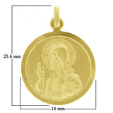 Italian 14k Gold Sacred Heart of Jesus & Lady of Perpetual Help Medal Pendant 1"