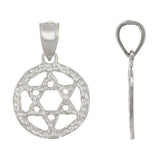 14k White Gold Solid Jewish Star of David Charm Pendant 1.2g - White