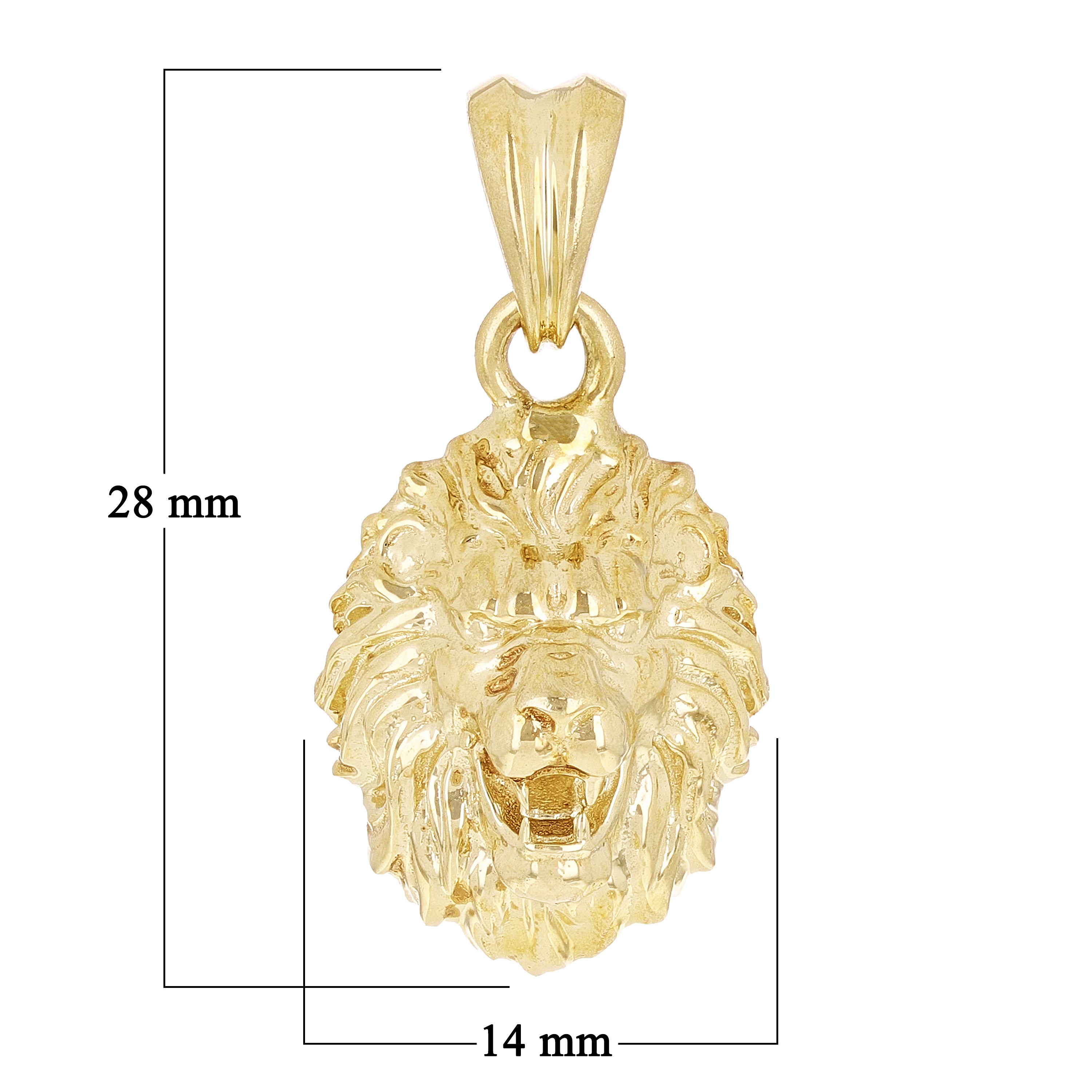 10k Yellow Gold 3D Lion Head Charm Pendant 1.1" 3.5 grams