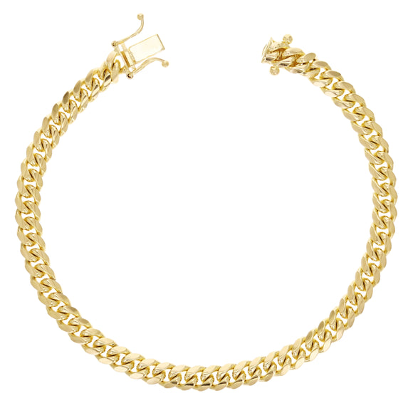 Italian 14k Yellow Gold Soldd Miami Cuban Chain Bracelet 8.25