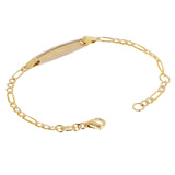 Italian 14k Two Tone Gold Engravable Baby Kids ID Figaro Bracelet 5.5" 2 grams