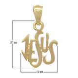 14k Yellow Gold JESUS Charm Pendant 1 gram - Yellow