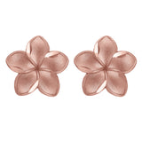 14k Rose Gold Hawaiian Plumeria Flower Earrings Medium - Medium