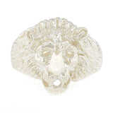 Men's 14k White Gold Big Lion Head Closed Eyes Ring Size 7 - Ring Size 7