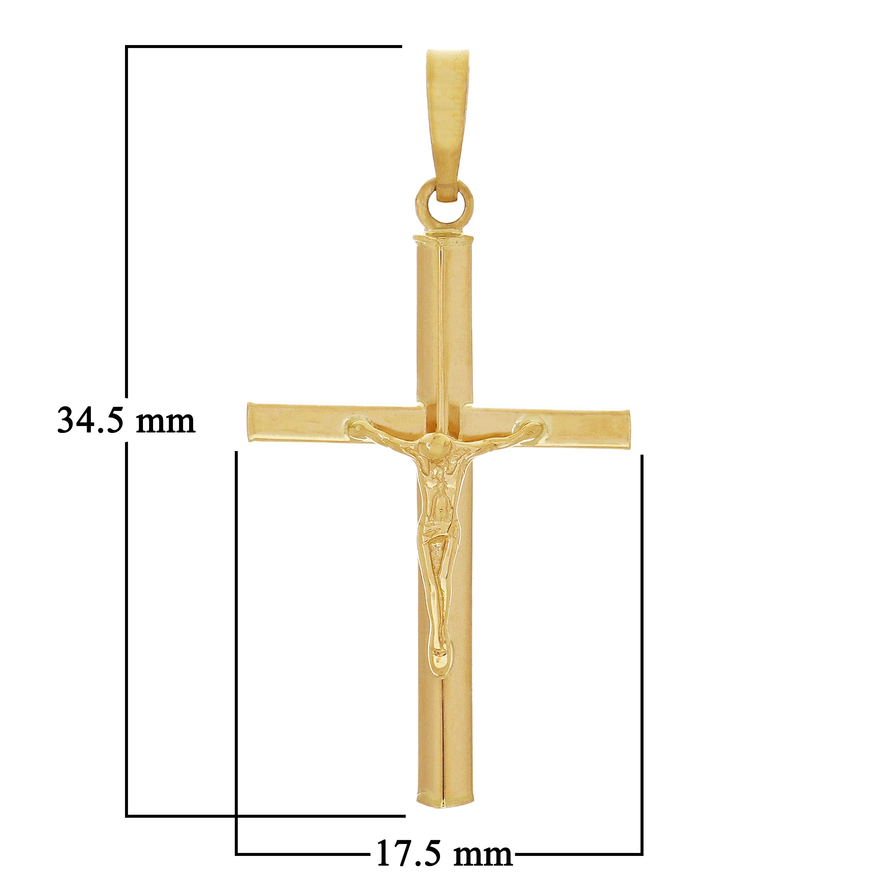 Italian 14k Yellow Gold Hollow 3D Crucifix Cross Charm Pendant 1.4" 1.1 grams - Yellow