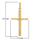 Italian 14k Yellow Gold Hollow 3D Crucifix Cross Charm Pendant 1.4" 1.1 grams - Yellow