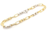 14k Two Tone Gold Handmade Fashion Link Bracelet 8.25" 5.5mm 17.3 grams