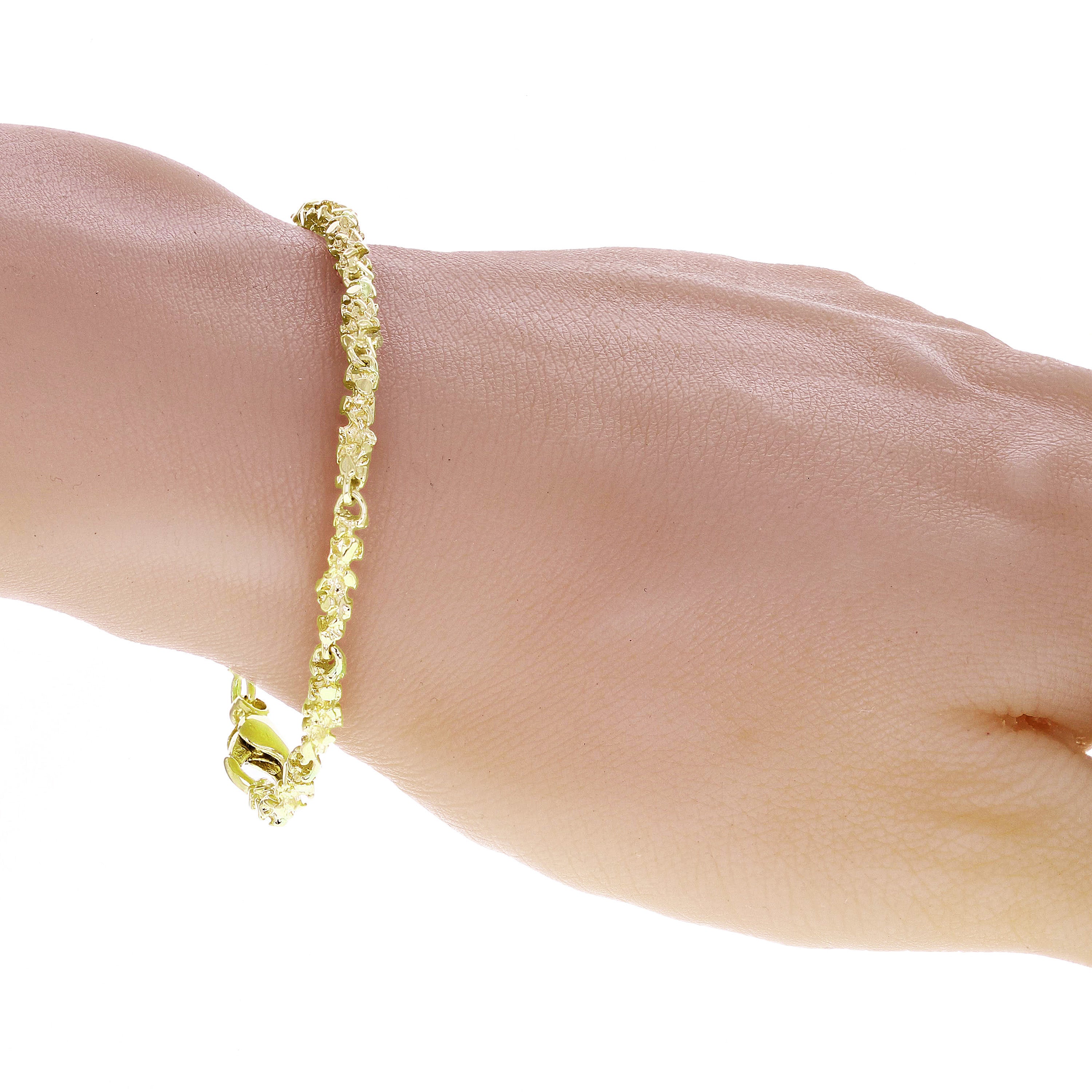14k Yellow Gold Handmade Nugget Bracelet 8.25" - Yellow