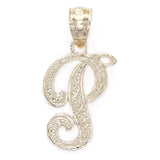 14k Yellow Gold Initial Letter P Alphabet Charm Pendant - Letter P,Yellow