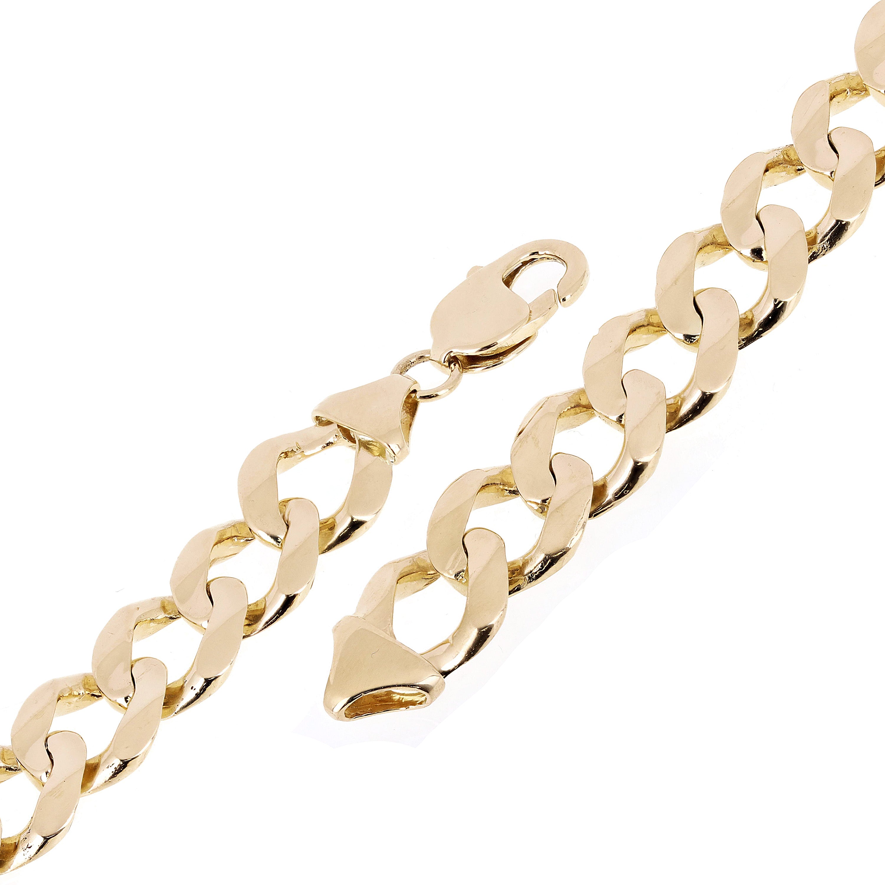 Men's 10k Yellow Gold Solid Flat Cuban Link Chain Bracelet 7" 12.5mm 31.2 grams - Yellow,7"