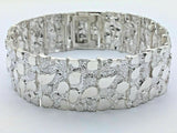 925 Sterling Silver Solid Nugget Bracelet Adjustable 8.25" 21mm 51.5 grams