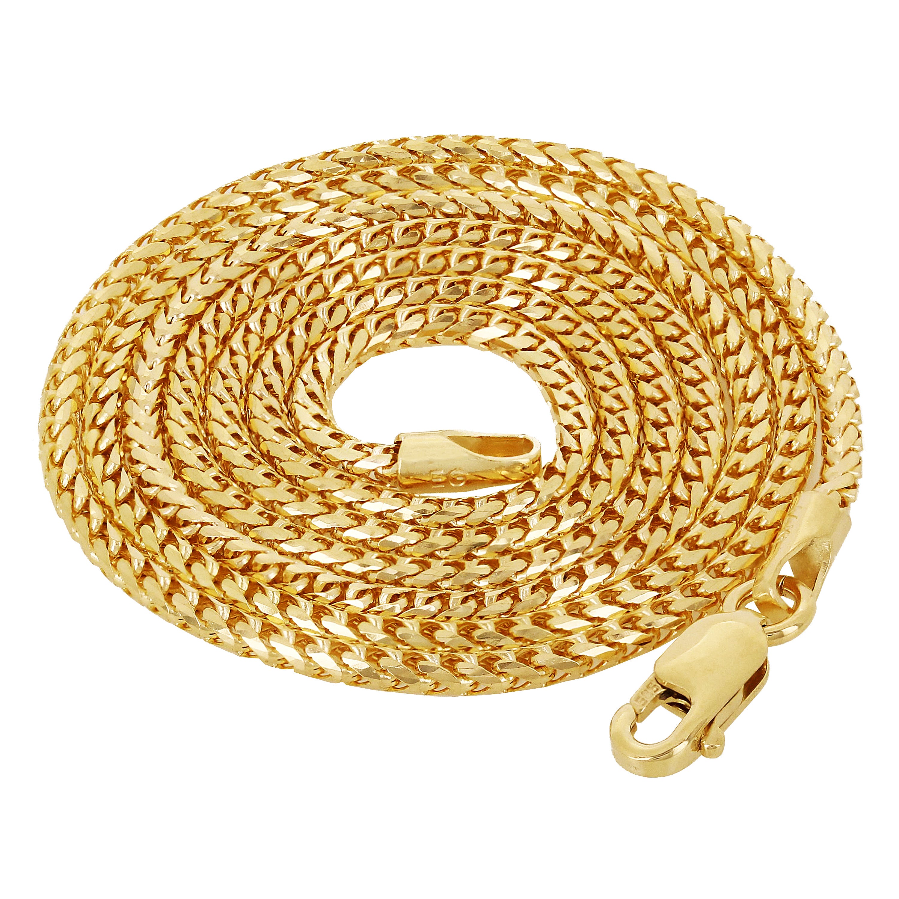 Italian 14k Yellow or White Gold Solid Diamond Cut Franco Chain Necklace 18" - 24"