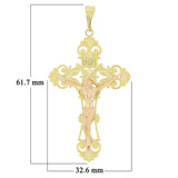 14k Two Tone Gold Jesus Christ Crucifix Cross Charm Pendant Big - Big