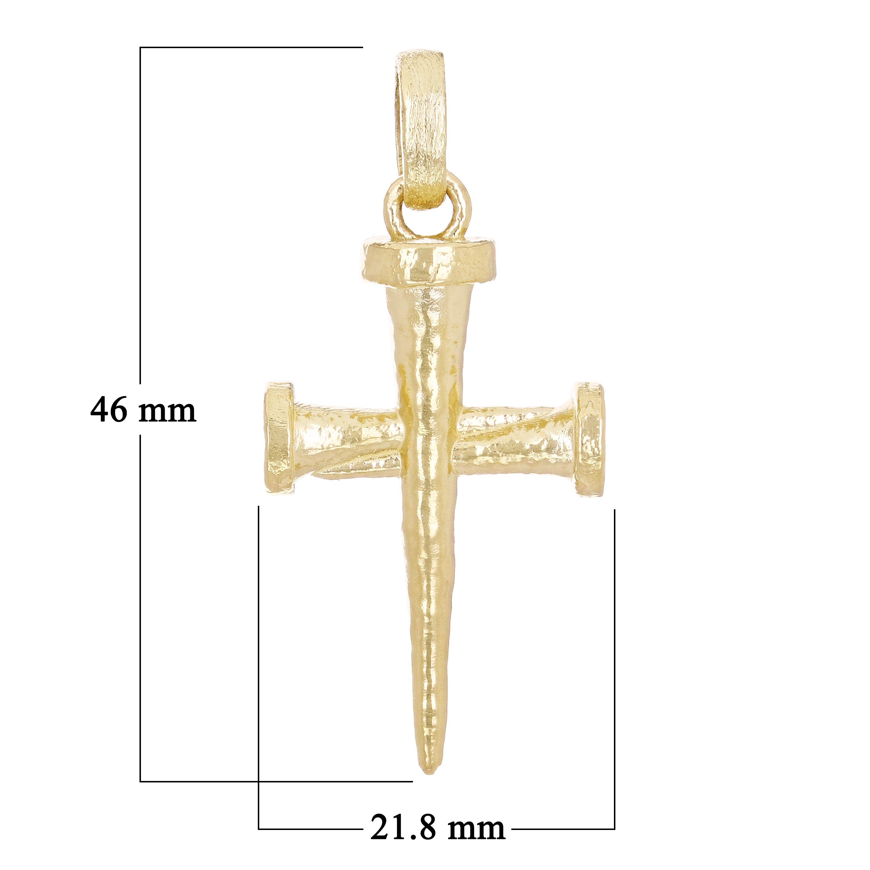 14k Yellow Gold Solid Nail Cross Charm Pendant 1.8" 13 grams