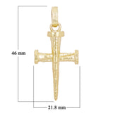 14k Yellow Gold Solid Nail Cross Charm Pendant 1.8" 13 grams