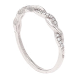 14k White Gold Diamond Pave Entwined Twist Stacking Ring - White