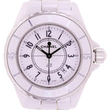 Chanel J12 33mm H0968 Date Ceramic Quartz White Dial Ladies Watch