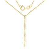 14k Yellow, White or Rose Gold Diamond-Accented Vertical Bar Necklace, 18"
