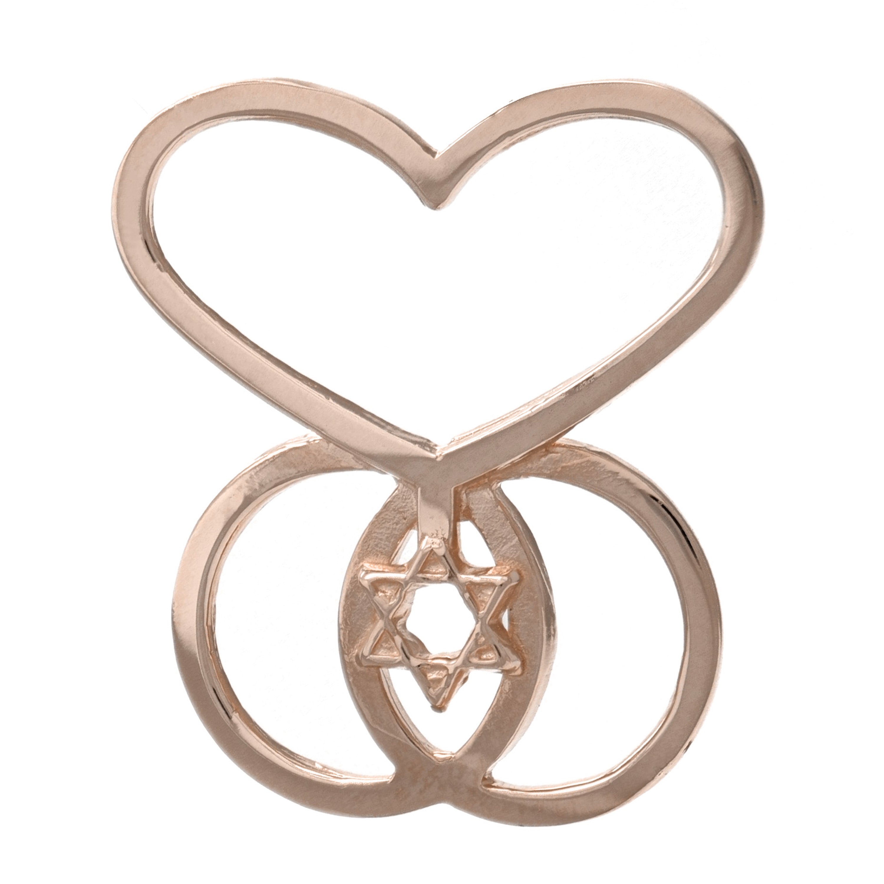 14k Rose Gold Heart Infinity Star of David Charm Pendant 2.2grams - Rose