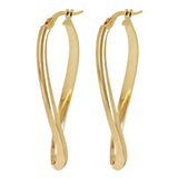 Italian 14k Yellow Gold Twisted Oval Hoop Earrings 1.7" 2 grams