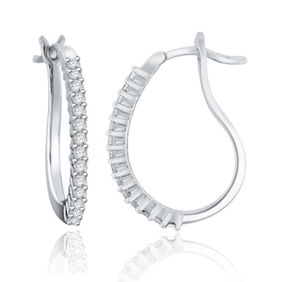 14k White Gold 0.50ctw Diamond Curved Hoop Earrings